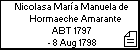 Nicolasa María Manuela de Hormaeche Amarante