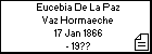 Eucebia De La Paz Vaz Hormaeche