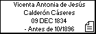 Vicenta Antonia de Jesús Calderón Cáseres