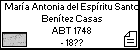 María Antonia del Espíritu Santo Benítez Casas