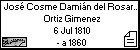 José Cosme Damián del Rosario Ortiz Gimenez