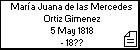 María Juana de las Mercedes Ortiz Gimenez