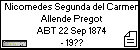 Nicomedes Segunda del Carmen Allende Pregot